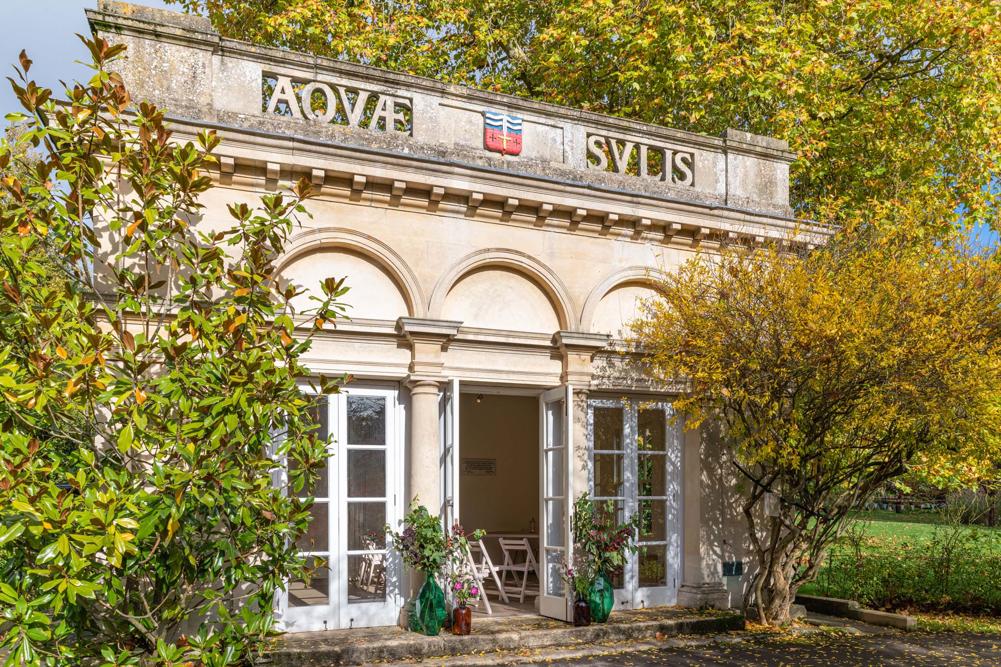 Exterior of the Temple Of Minerva with Autumn trees