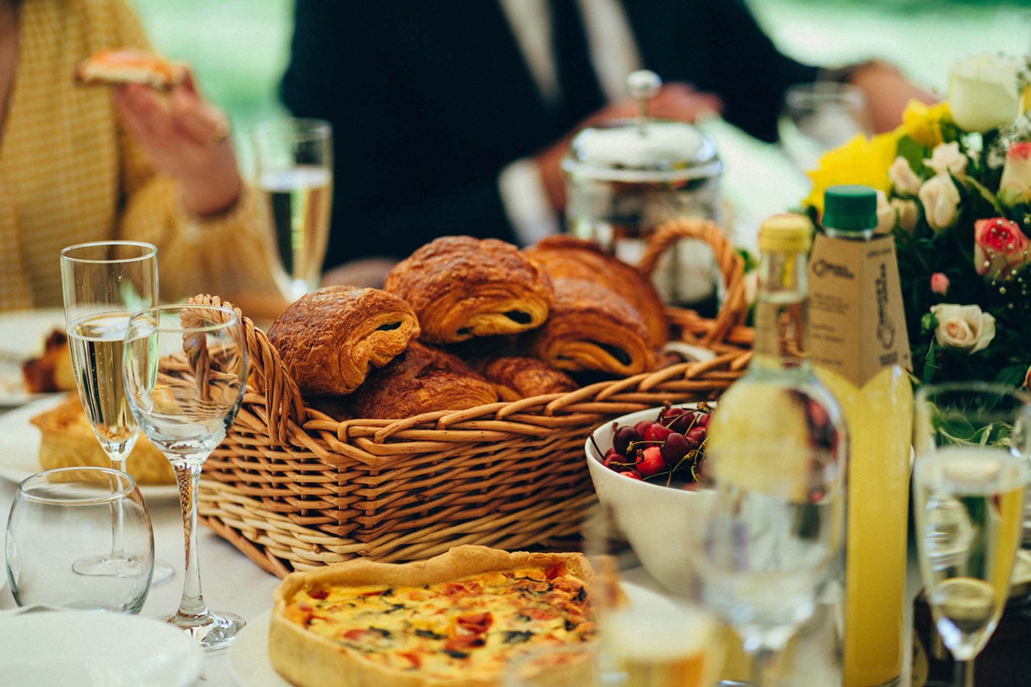 Wedding breakfast on table