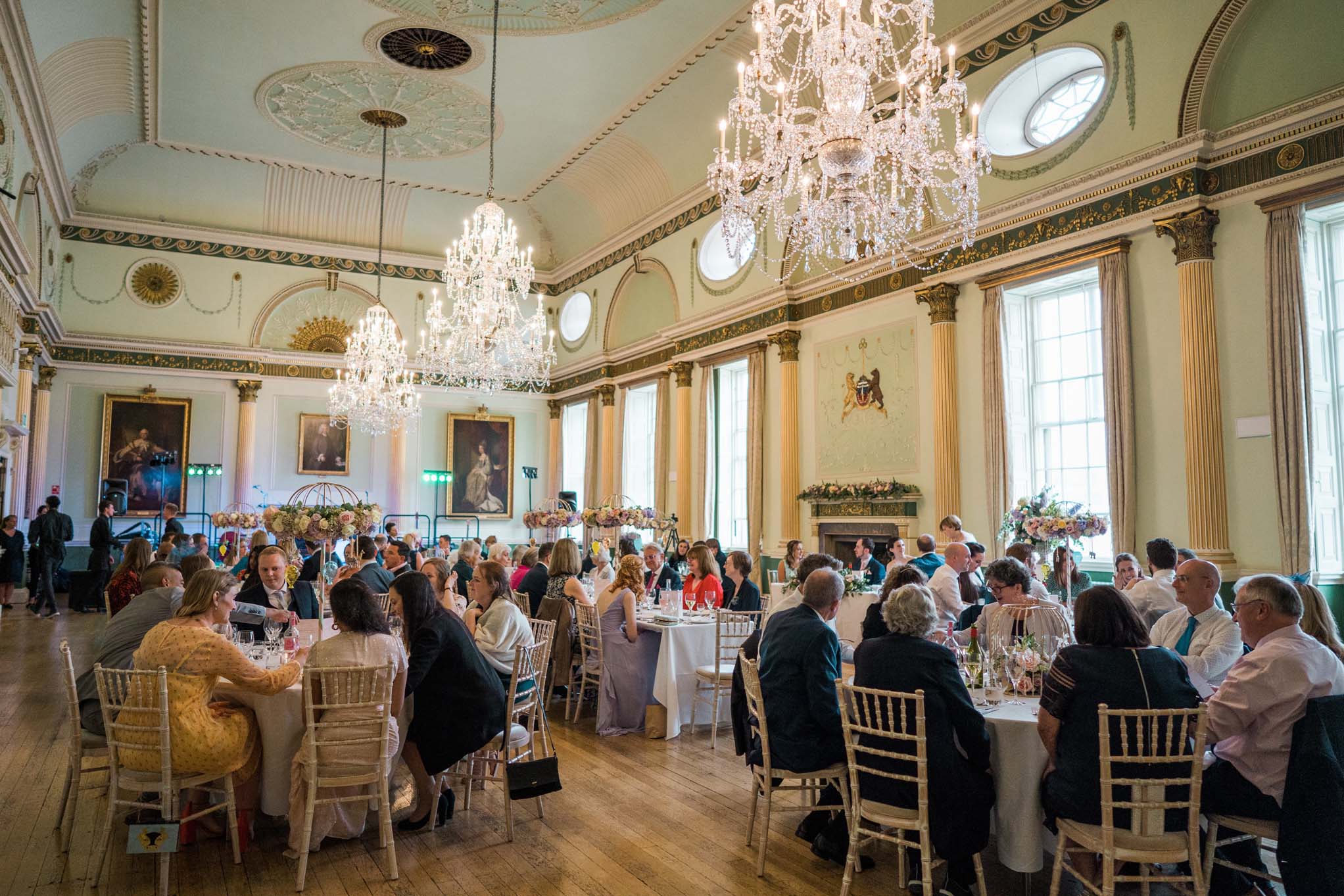 Guests seated at a wedding reception in the Banqueting Room