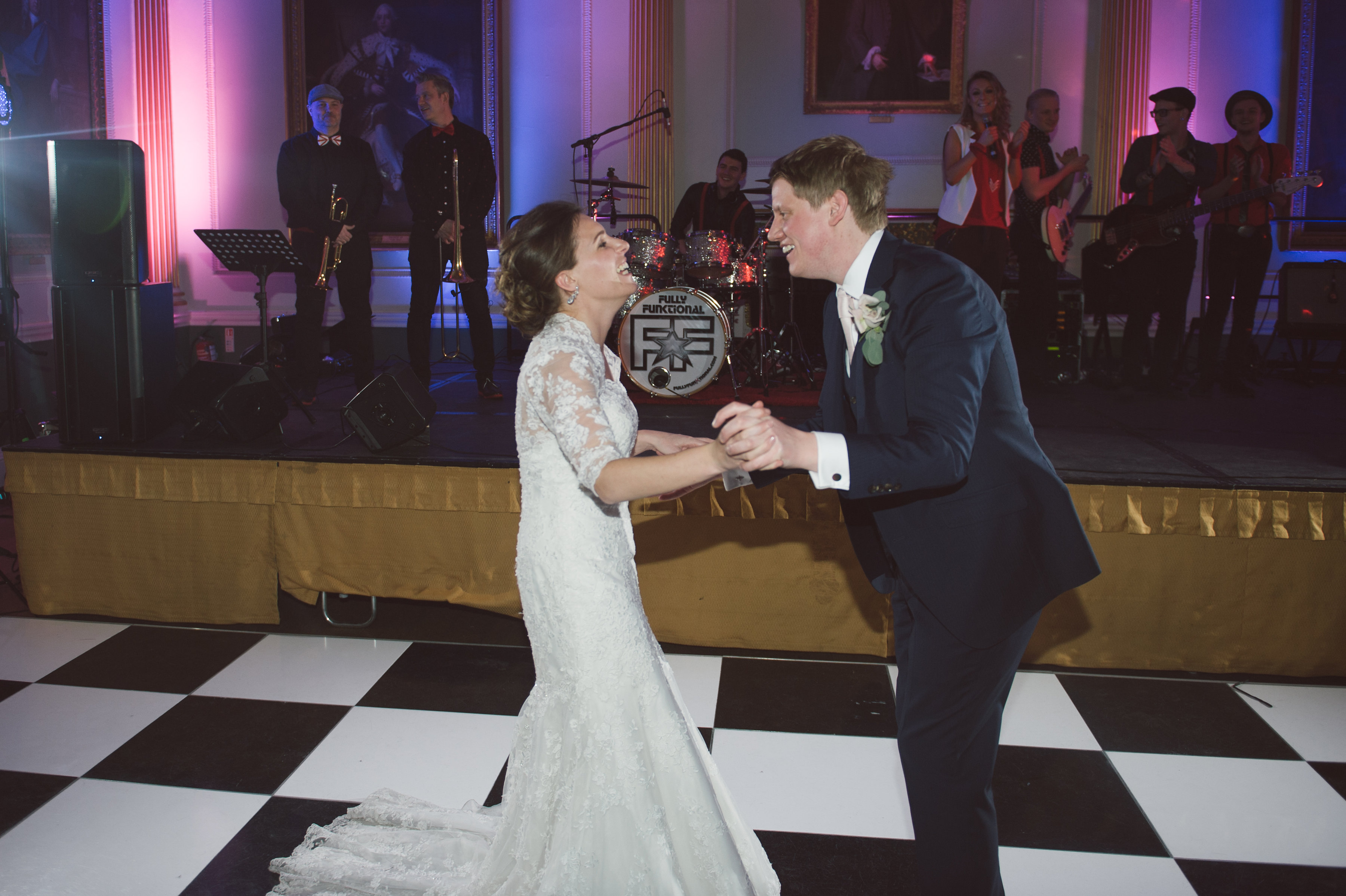 Wedding couple enjoy their first dance at the Guildhall