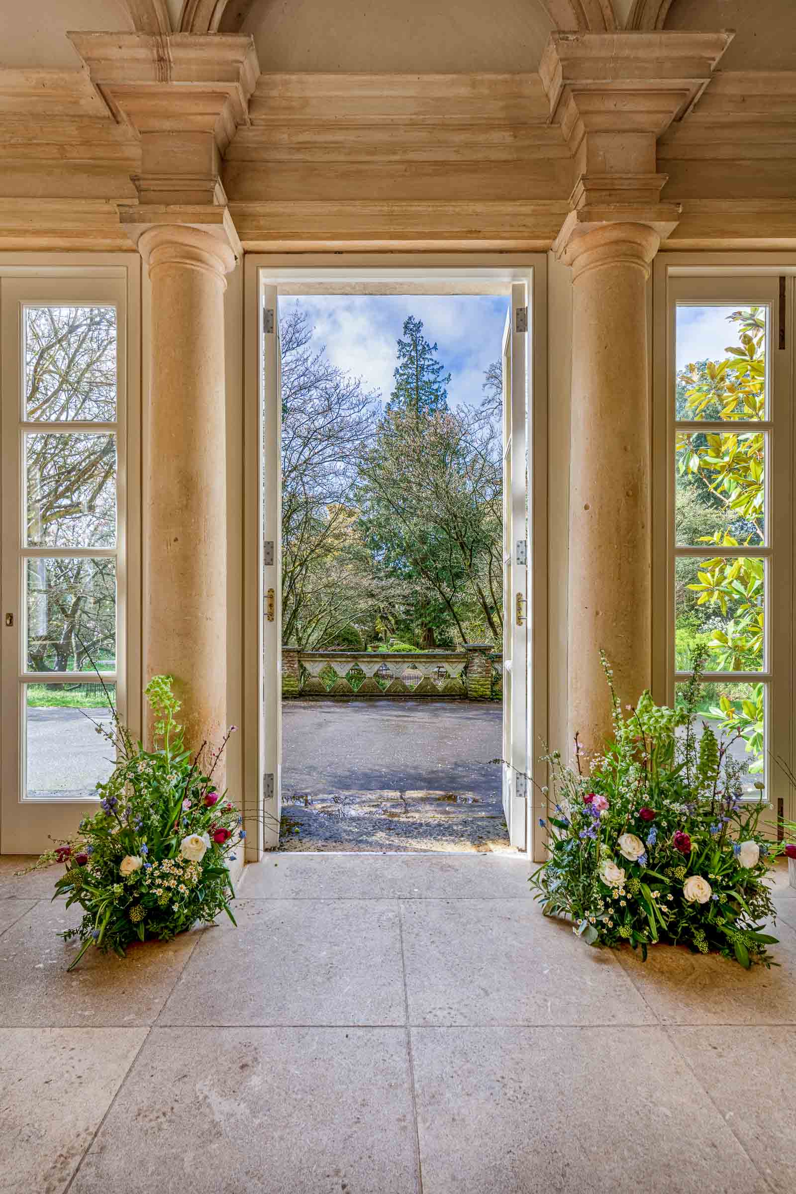 View of Botanical Gardens through the Temple door