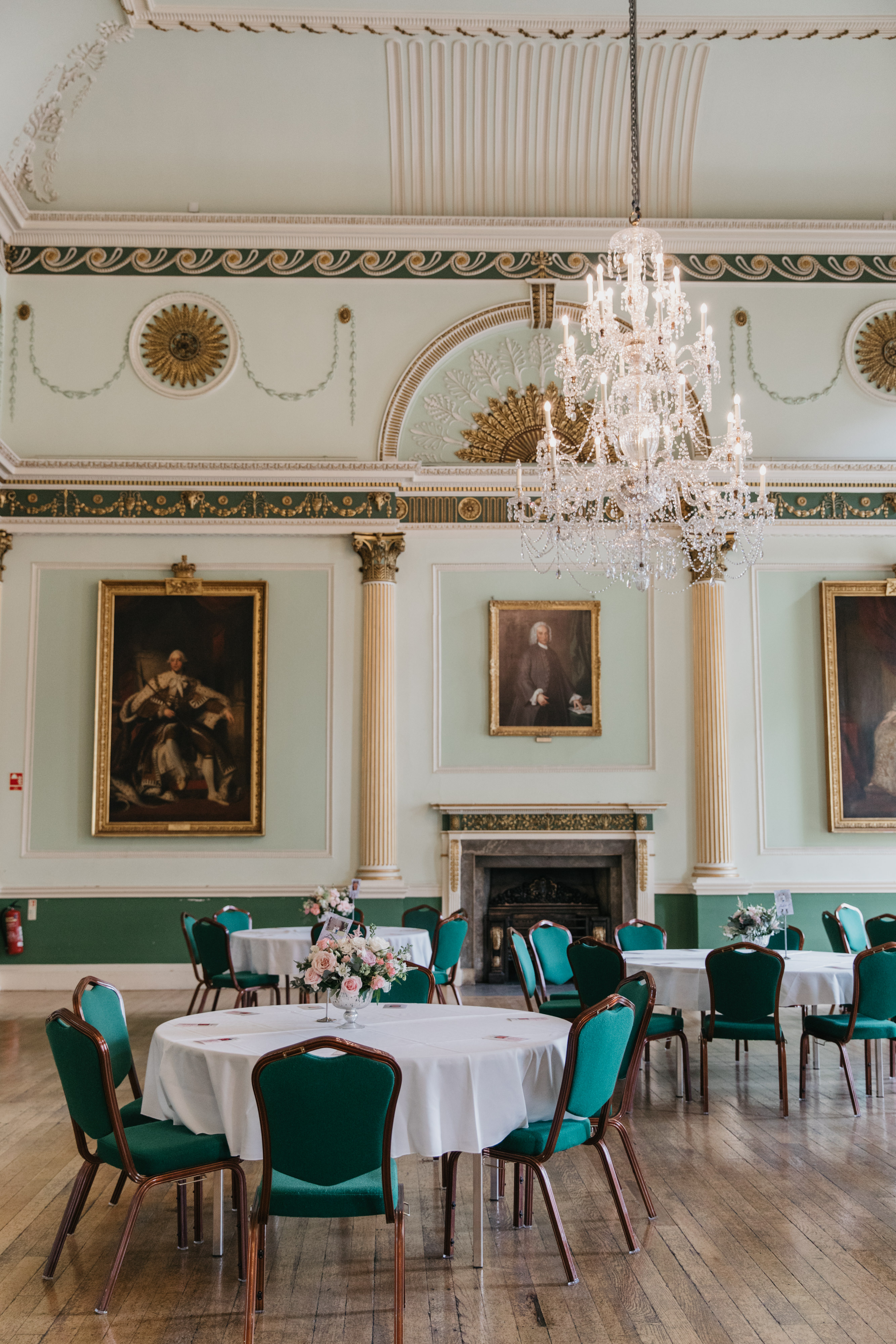 Banqueting room, ready for a wedding reception