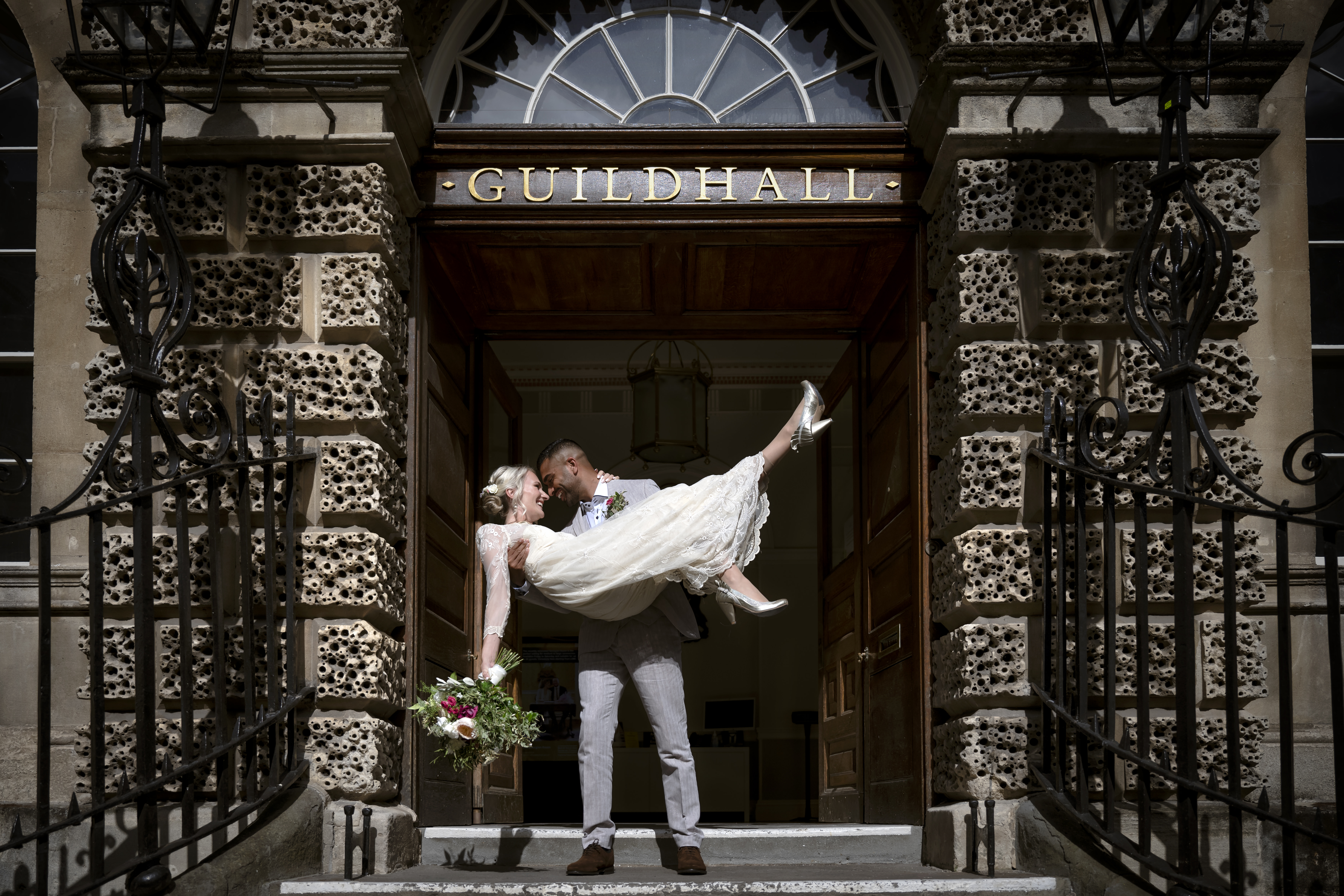 Couple leaving the Guildhall