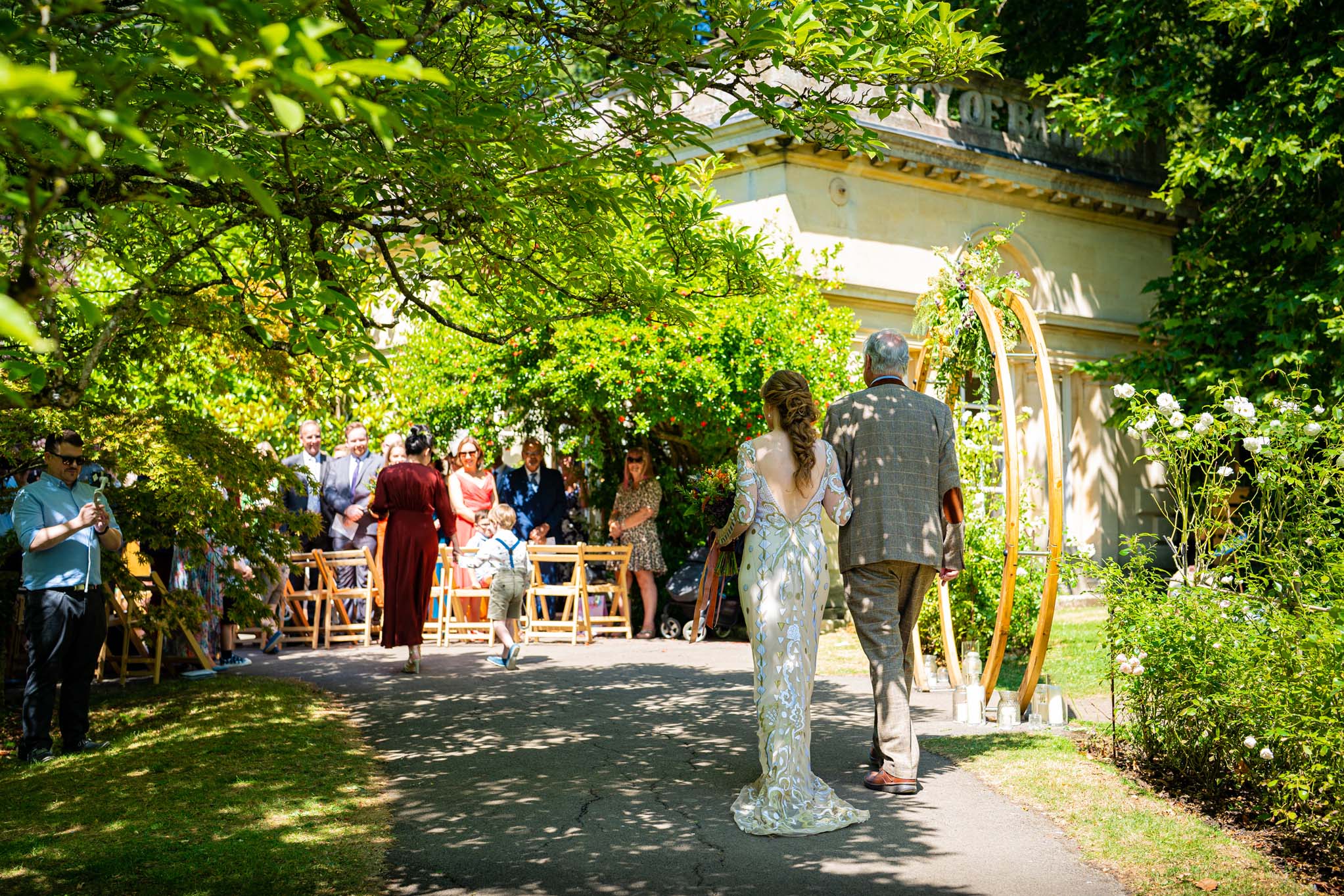 Bride arrives at the Temple of Minerva