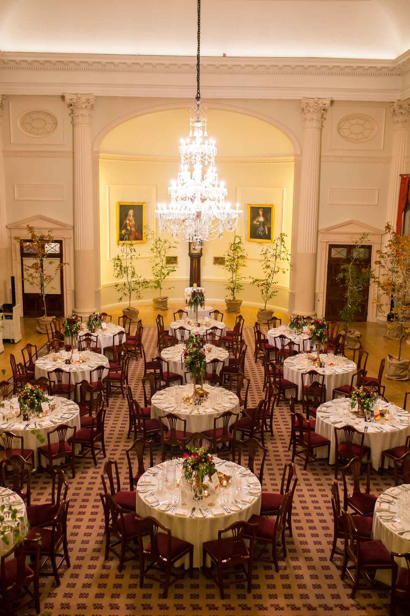 Pump Room decorated with trees