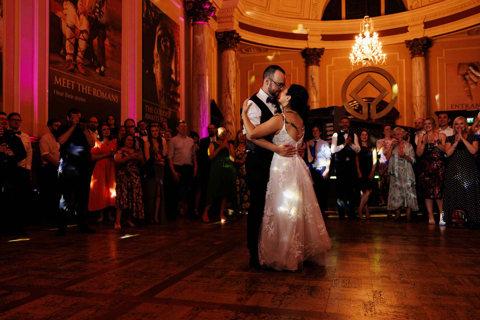 A wedding couple have their first dance in the Reception Hall