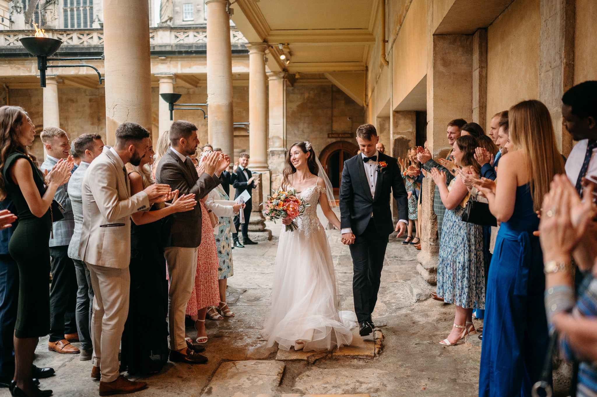 Couple leave their wedding ceremony