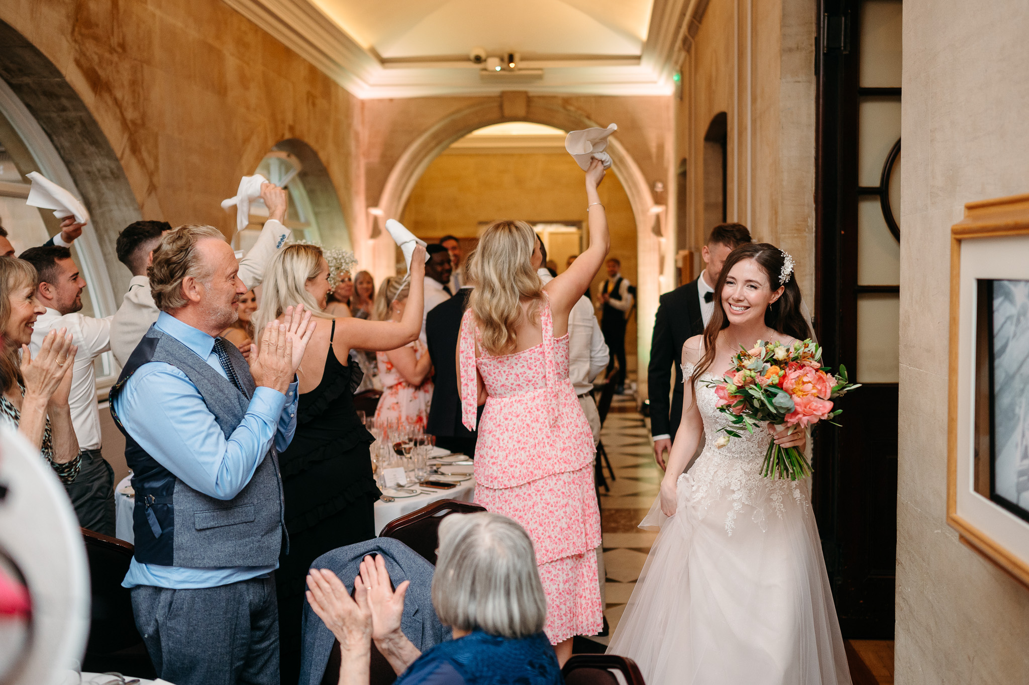 Wedding couple are announced into reception