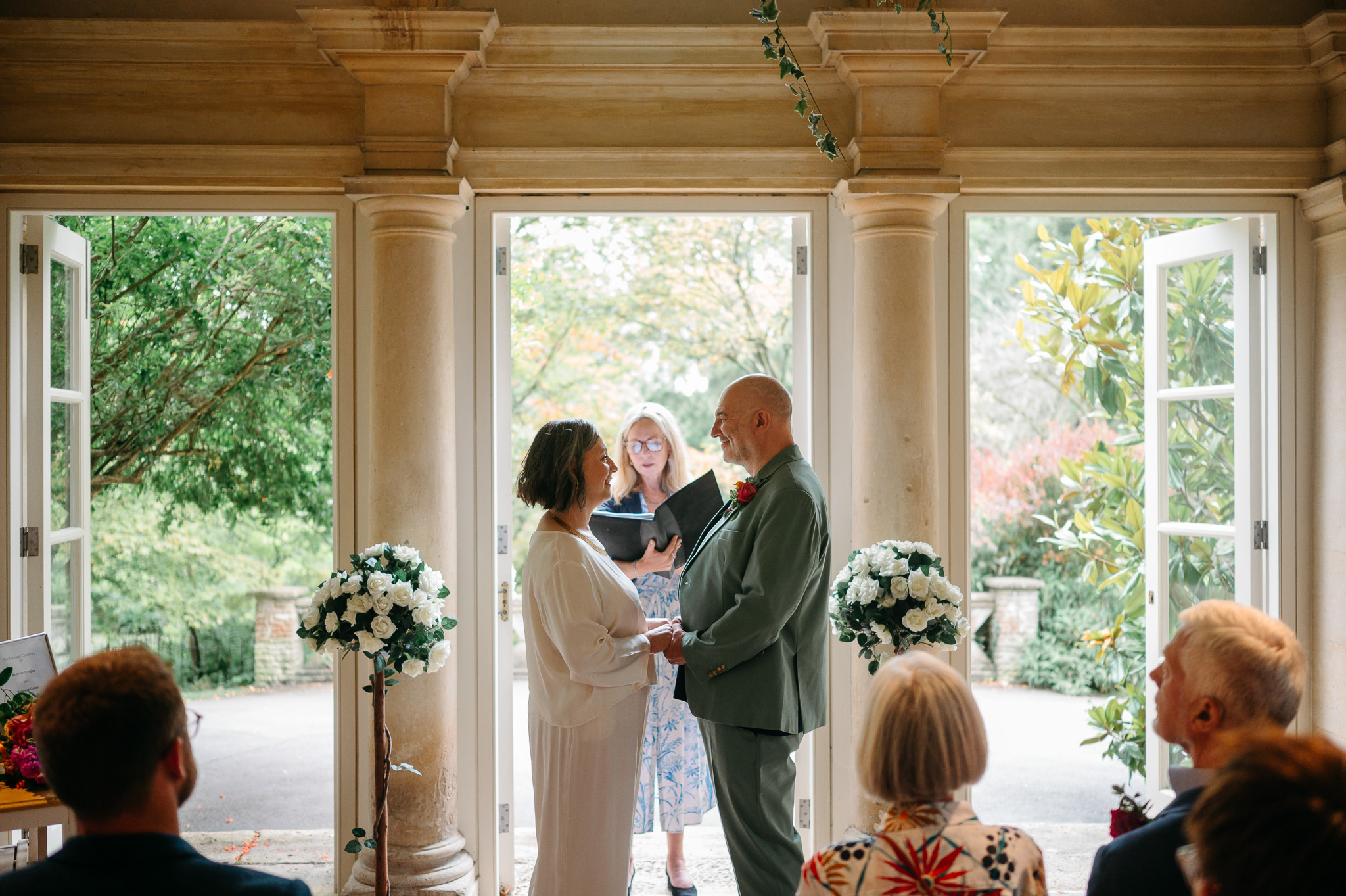 Wedding couple exchange vows