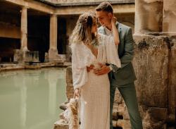 Wedding couple beside the Greta Bath, Emma-Jayne Photography